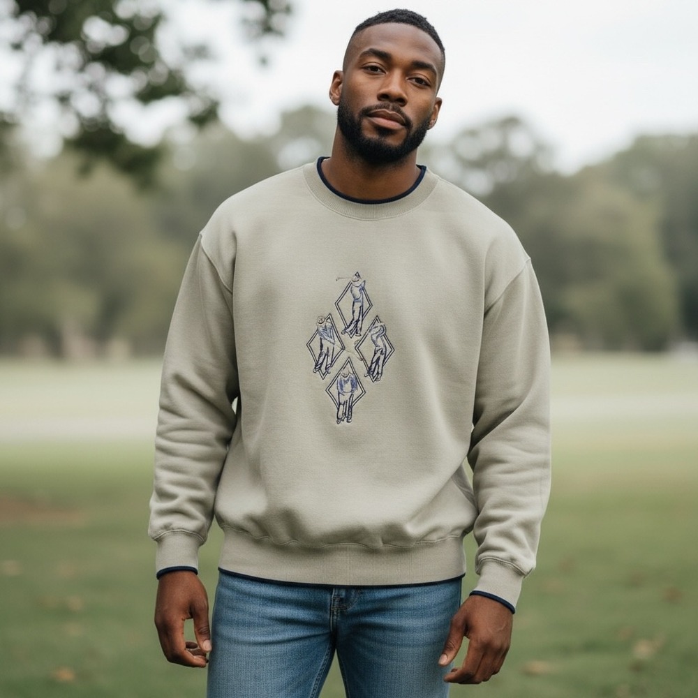 MC Sport Mens XL‎ Crewneck Sweatshirt Golf Embroidery Tan Long Sleeve Pullover